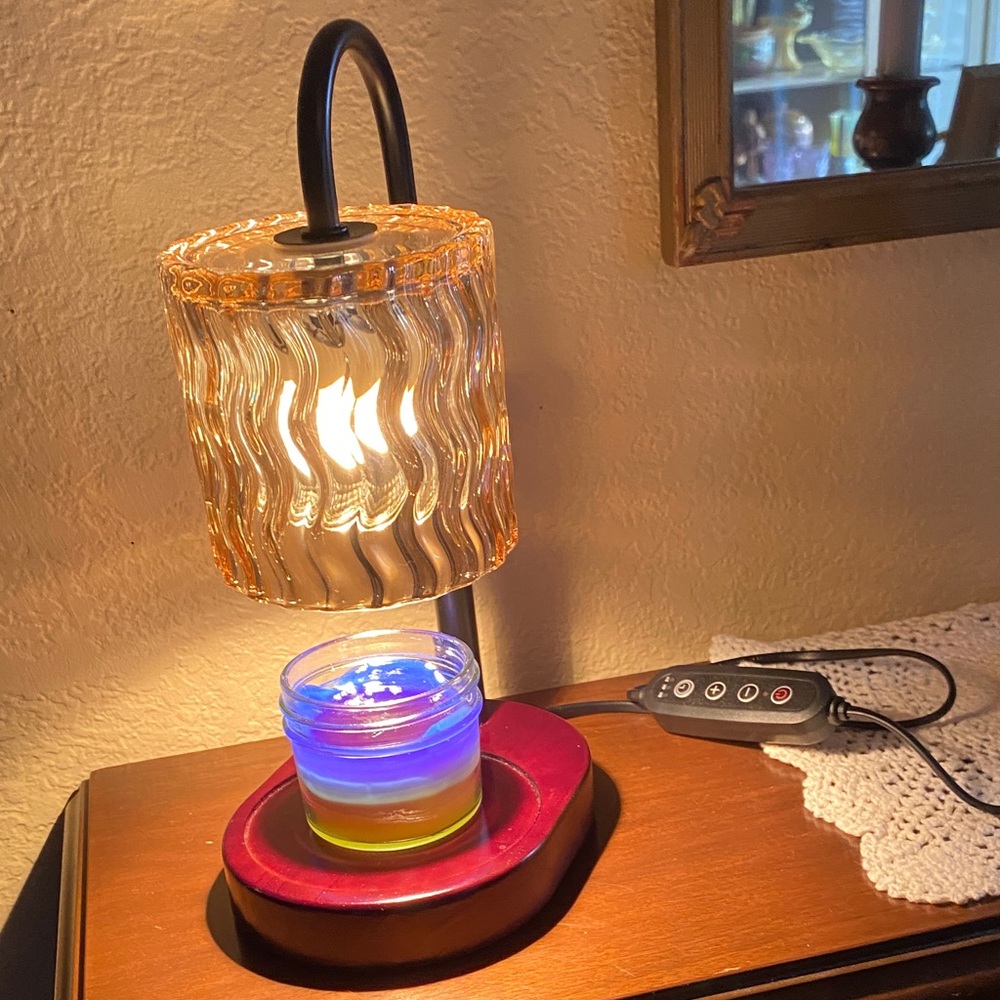 Amber Glass Table Candle Warmer